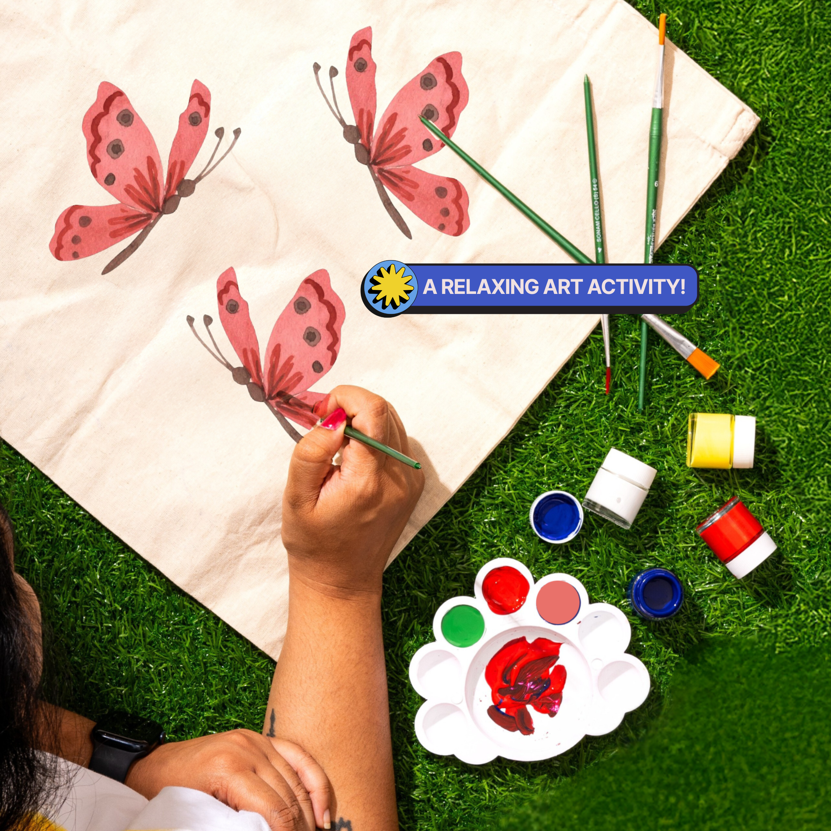 COMBO : DIY Block Printing Kit (Tote Bag) & DIY Tote Bag Painting Kit