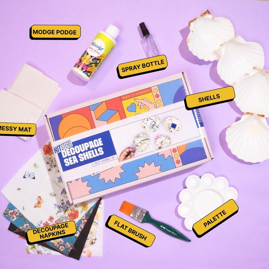 COMBO : DIY Shell Candle Kit & DIY Decoupage Shells Kit