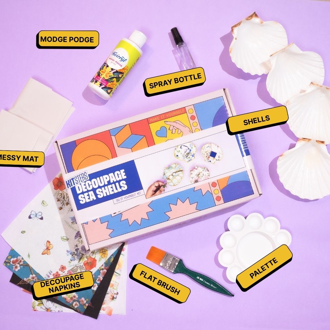 COMBO : DIY Shell Candle Kit & DIY Decoupage Shells Kit