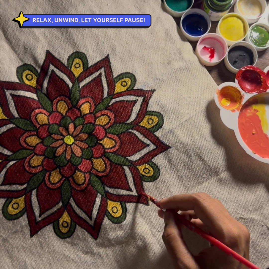 COMBO : DIY Block Printing Kit (Tote Bag) & DIY Tote Bag Painting Kit